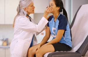 child in new jersey getting a check-up after a head injury