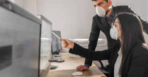 office workers with mask