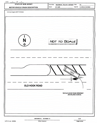 sketch of how a motorcycle and bus collided