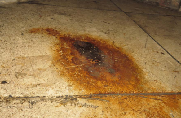 rusted floor in a New Jersey movie theater