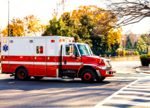 an ambulance traveling through Franklin Township