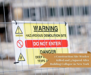 Warning sign on demolition site