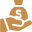 Receiving bag of money icon