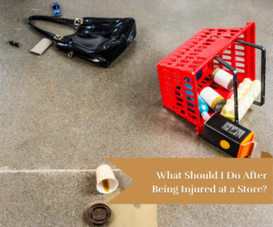 shopping cart, coffee, and bag scattered in the store floor