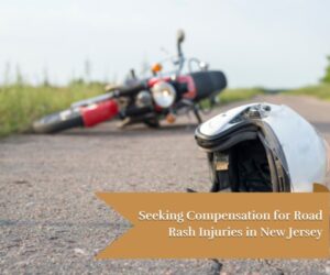 Motorcycle and helmet on the road after an accident