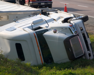 a truck accident on a highway