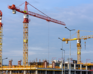 cranes over a construction site
