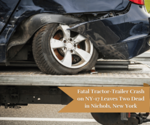 car on tractor trailer damaged
