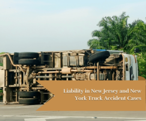 image of truck lying on the road on its side